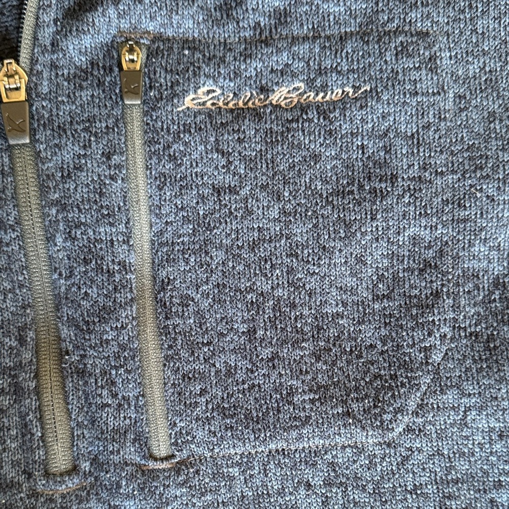 Eddie Bauer Navy Quarter-Zip Pullover - Picture 3 of 6